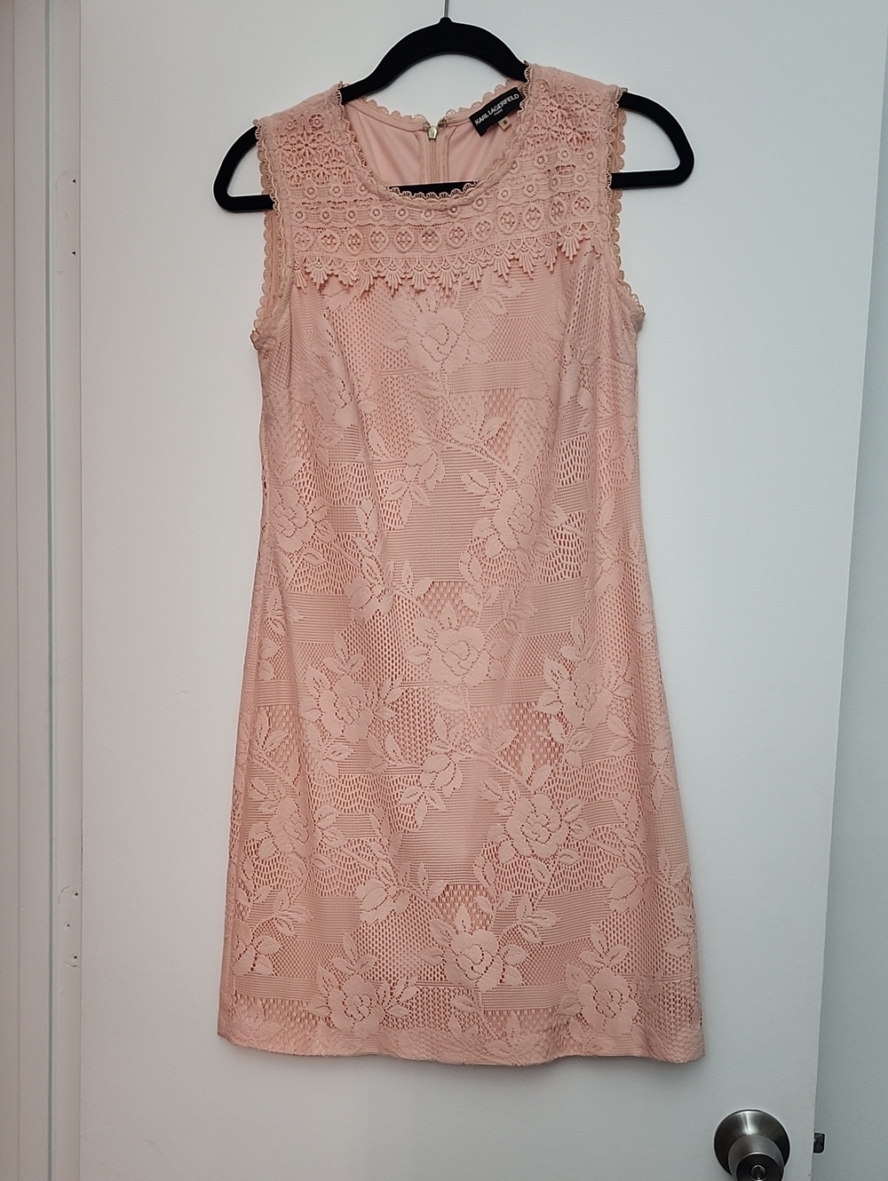 Karl Lagerfeld Blush Pink Lace Shift Dress